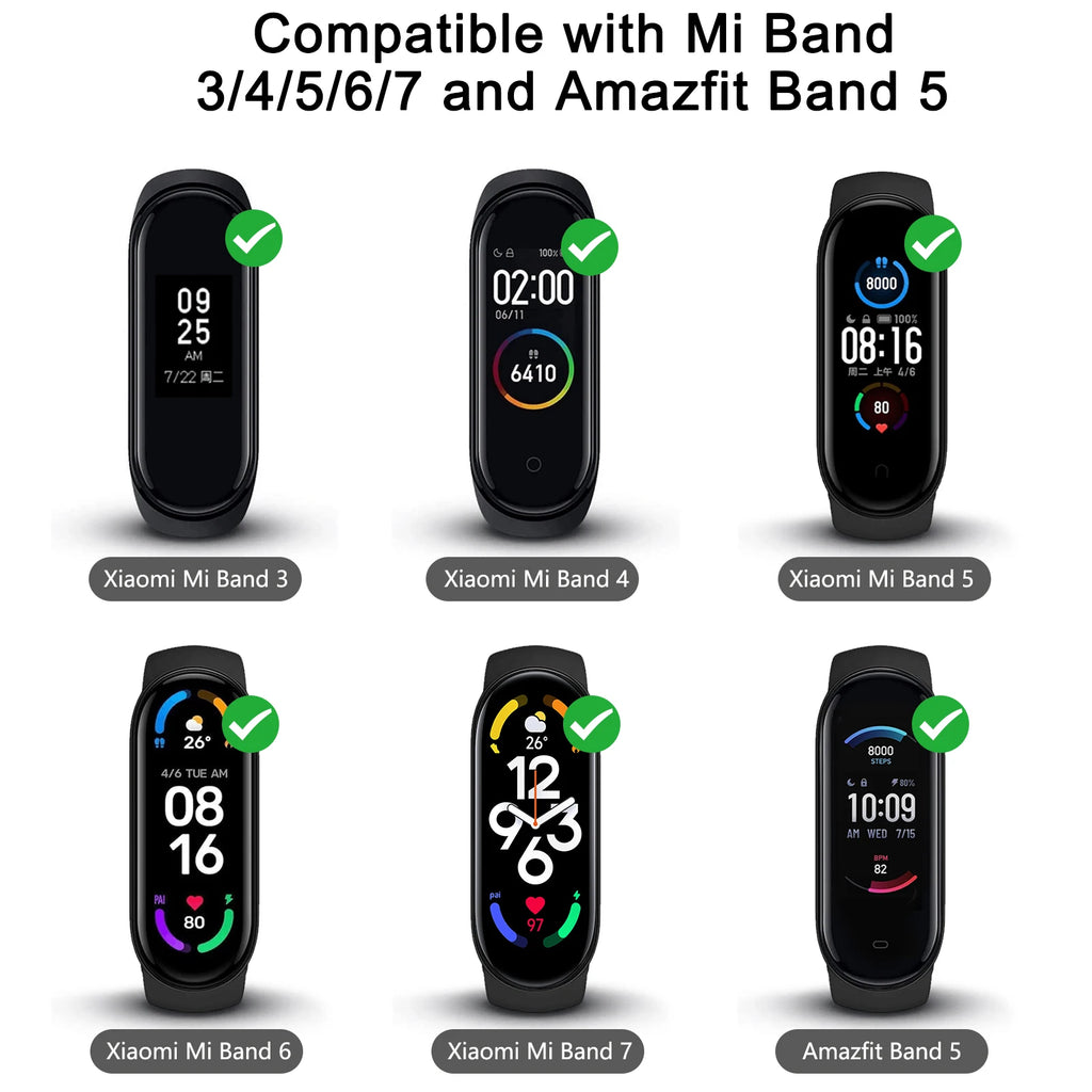 Braided Watch Strap For Xiaomi Mi Band 7 6 5 4 3 Band Elastic Adjustable Wristband For Amazfit Band 5 Strap Replacement Bracelet