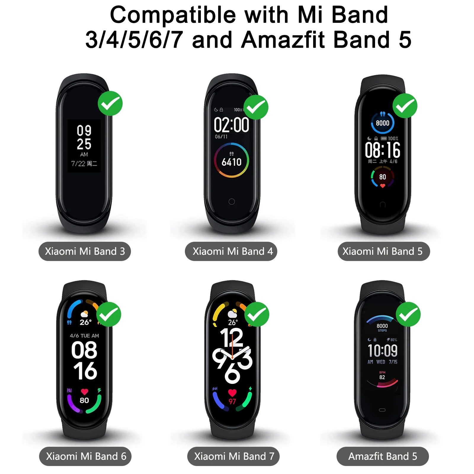 Braided Watch Strap For Xiaomi Mi Band 7 6 5 4 3 Band Elastic Adjustable Wristband For Amazfit Band 5 Strap Replacement Bracelet