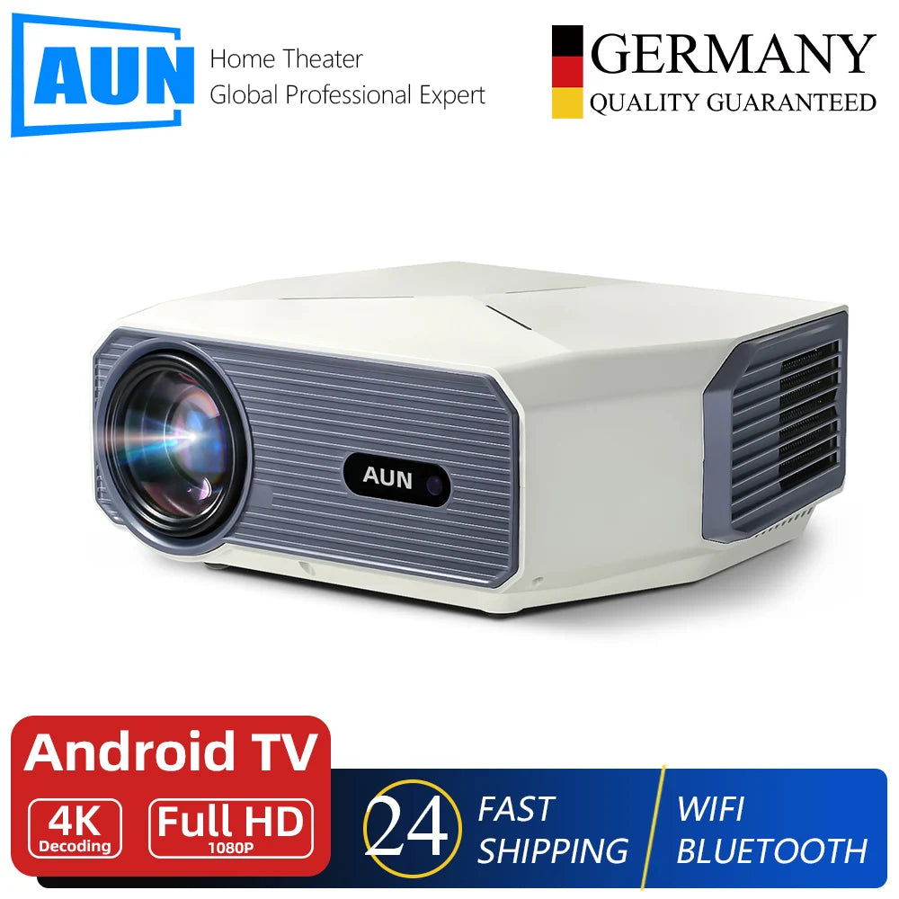 AUN A004 Pro Mini Projector — Android, Full HD 1080P, 4K Decode, Laser, WiFi, Home Theater