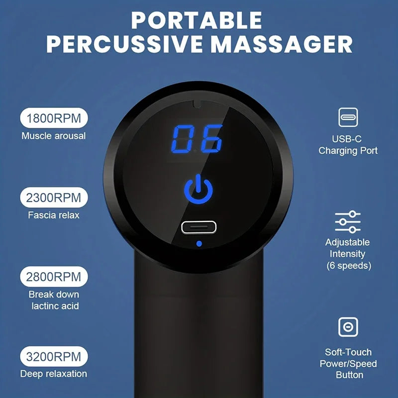 Multifunctional Fascia Gun Massager Instrument Portable Electric Vibrating Muscle Relaxation Tool for Sports Recovery