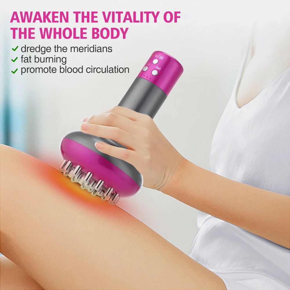 Eletric Guahsa Massager Meridian Massage Brush Lymphatic Drainage Machine Heating Microcurrent Body Back Massager Anti Cellulite