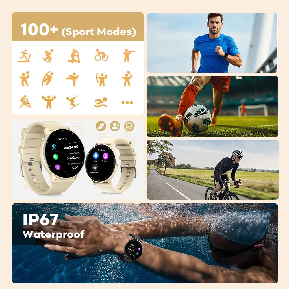 Smart Watch for Men & Women IP67, 100+ Sports Modes, Pedometer, Calorie&Distance Tracker, Weather Updates,Fitness Tracker Watch