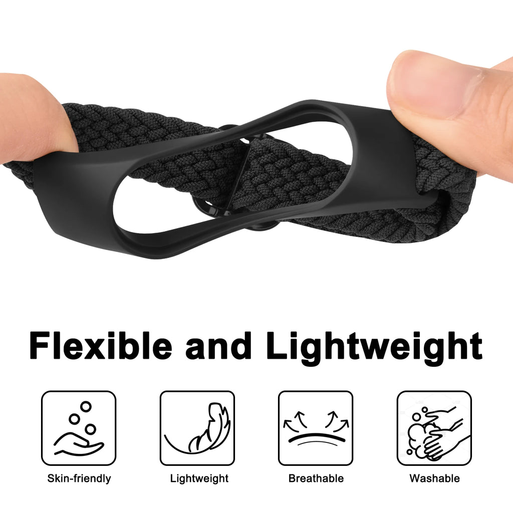 Braided Watch Strap For Xiaomi Mi Band 7 6 5 4 3 Band Elastic Adjustable Wristband For Amazfit Band 5 Strap Replacement Bracelet