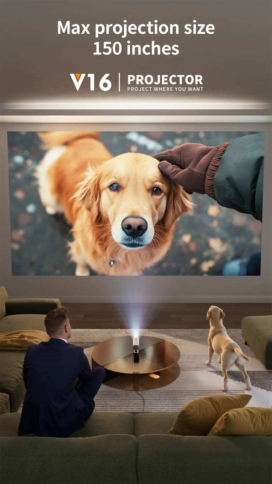 2026 New Mini Projector Smart Home Theater Wifi6 BT 5.0 Android 11 4k Ultra HD 180 Rotation Mobile Projection Game Projection