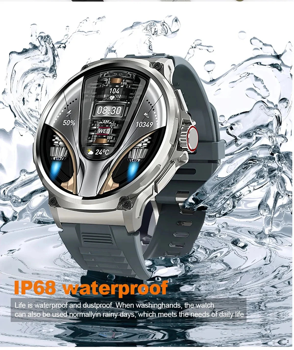 2026 New 1.85 inch Men Smart Watch Outdoors Sports 700mah Large Battery IP68 Waterproof LED Fitness Tracker Smartwatch Man Gifts
