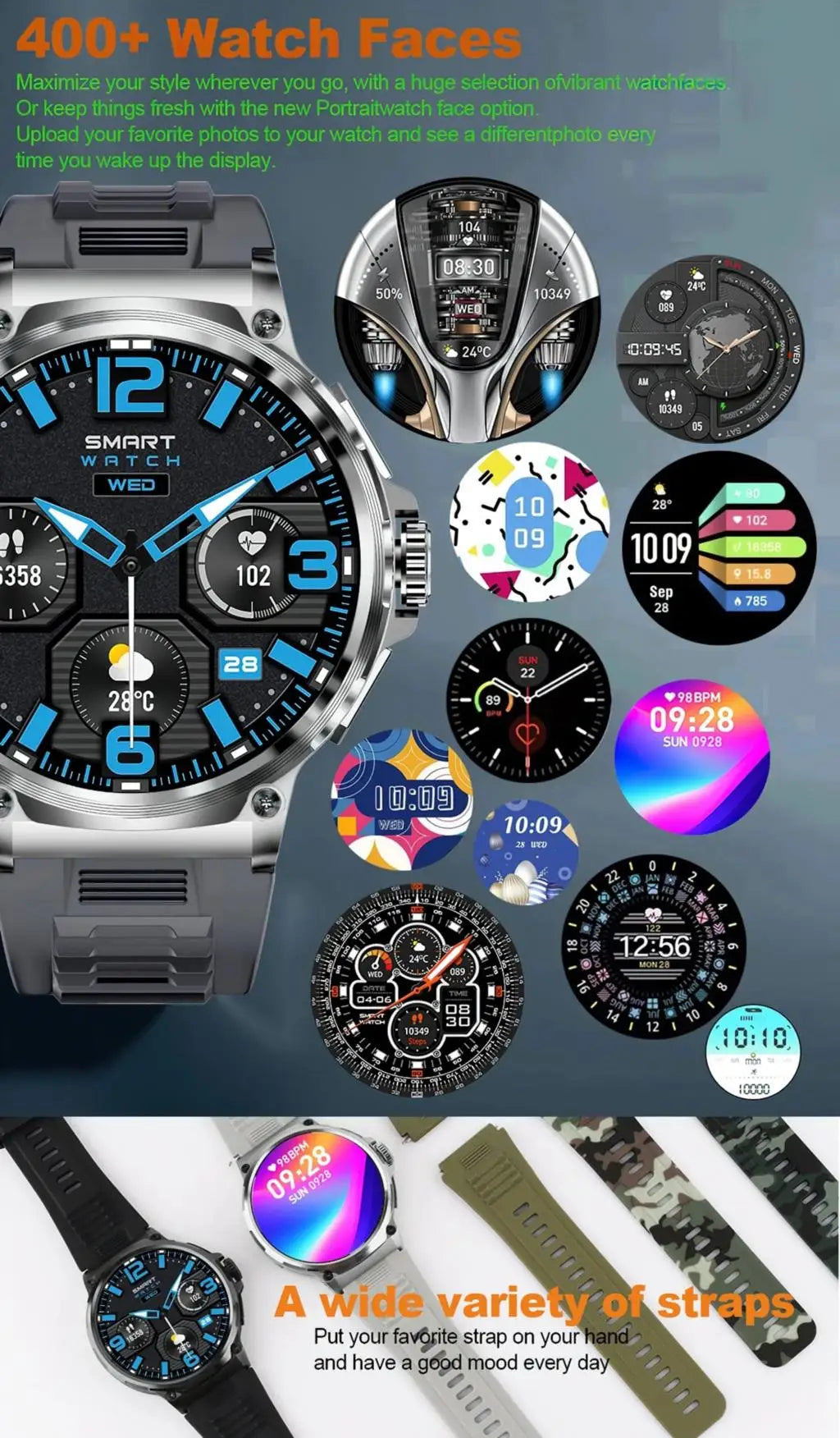 2026 New 1.85 inch Men Smart Watch Outdoors Sports 700mah Large Battery IP68 Waterproof LED Fitness Tracker Smartwatch Man Gifts