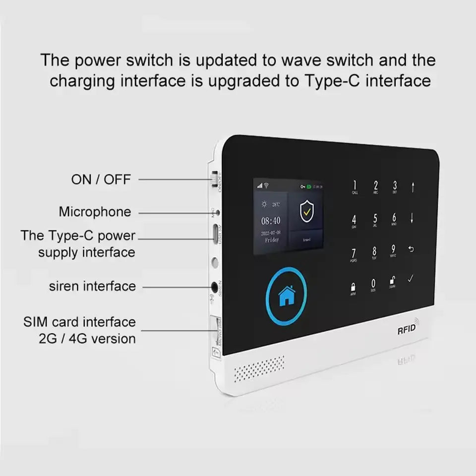 Smart Solar-Powered Home Alarm System — Tuya WiFi GSM, PIR & Door Sensors, Alexa Compatible