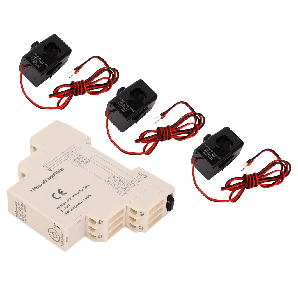 Smart 3-Phase Energy Meter — Remote APP Control, Real-Time Monitoring, 3 Current Sensors