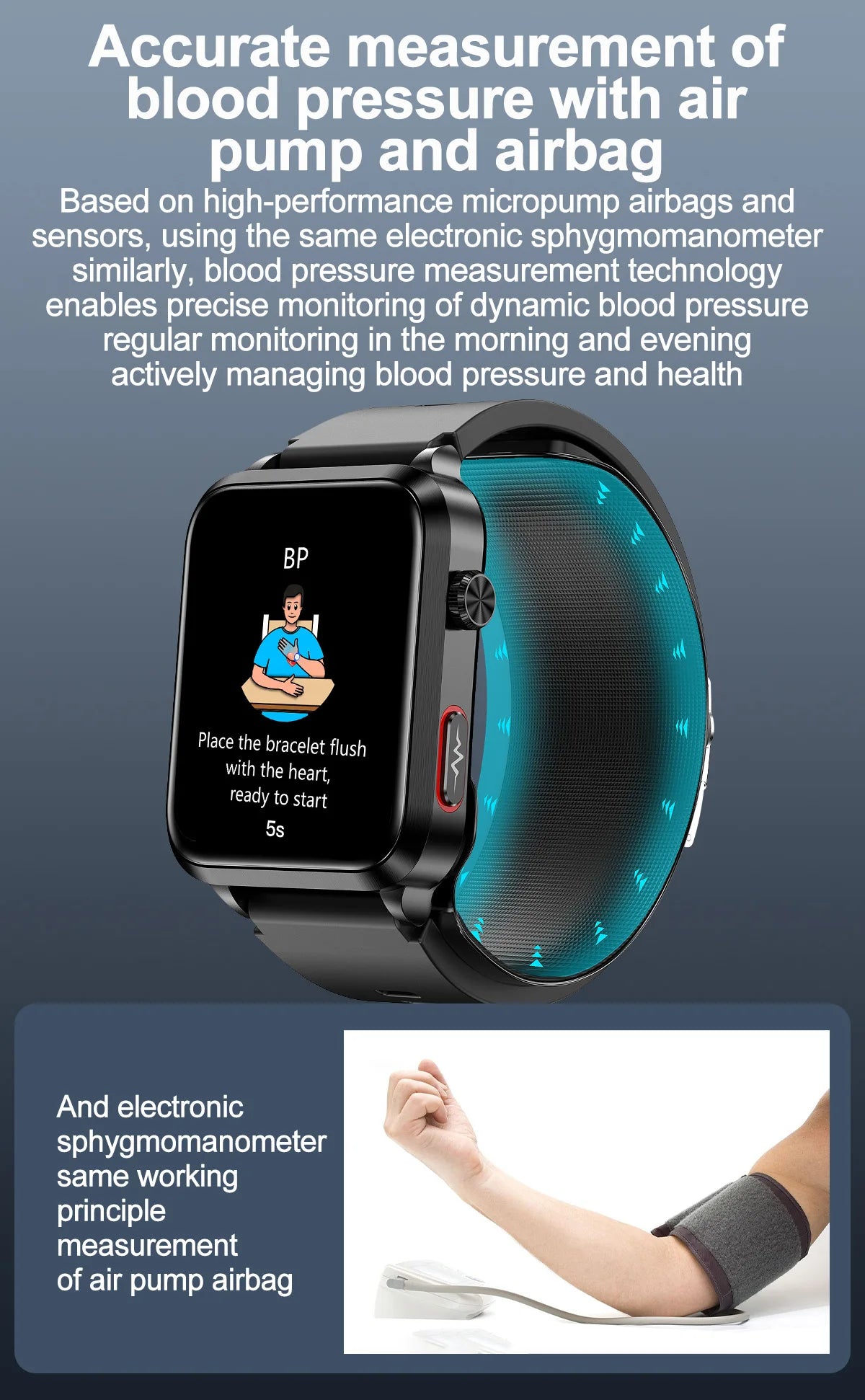Smart Watch men 2026 New Air Pump Airbag health watch True Accurately Blood Pressure Uric Acid Blood Lipids watch waterproof