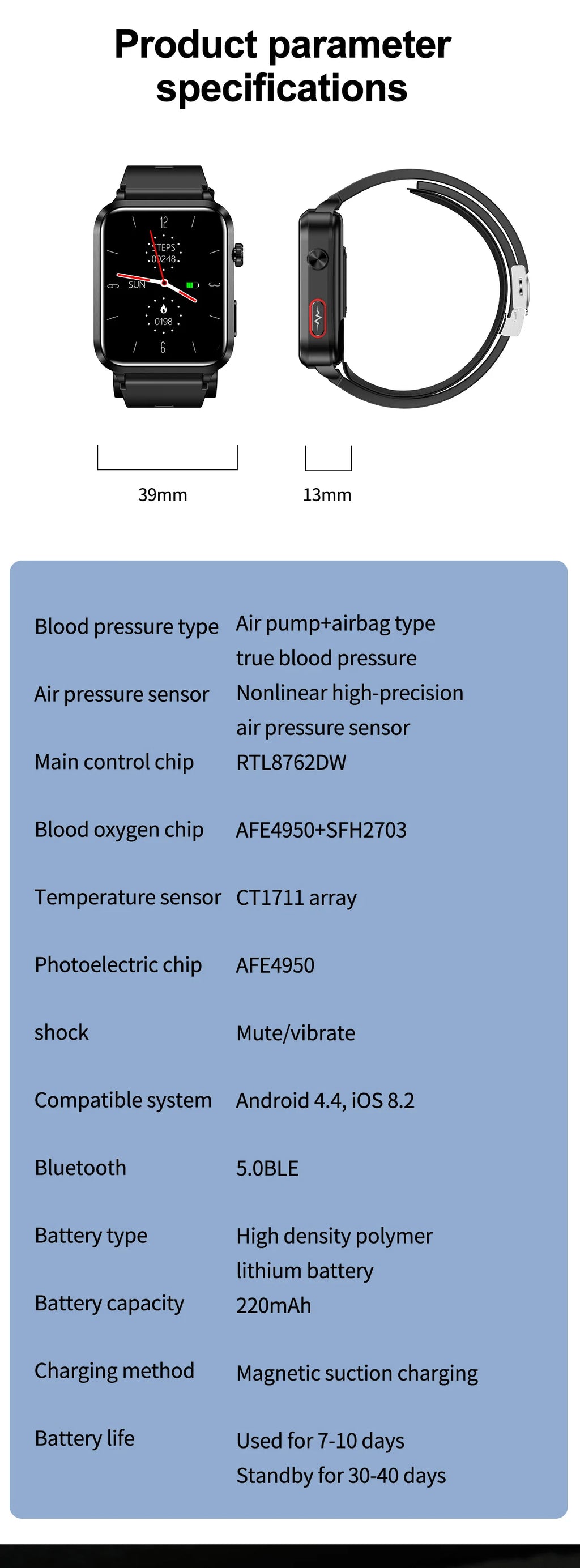 Smart Watch men 2026 New Air Pump Airbag health watch True Accurately Blood Pressure Uric Acid Blood Lipids watch waterproof