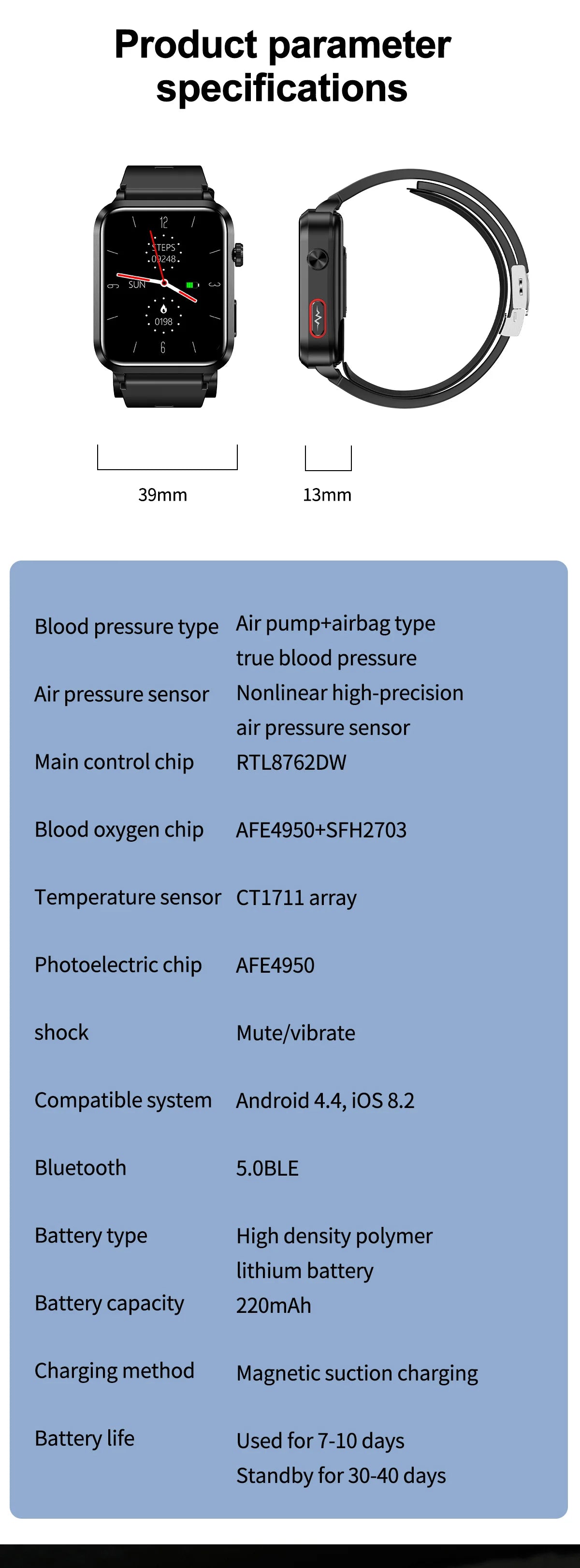 Smart Watch men 2026 New Air Pump Airbag health watch True Accurately Blood Pressure Uric Acid Blood Lipids watch waterproof