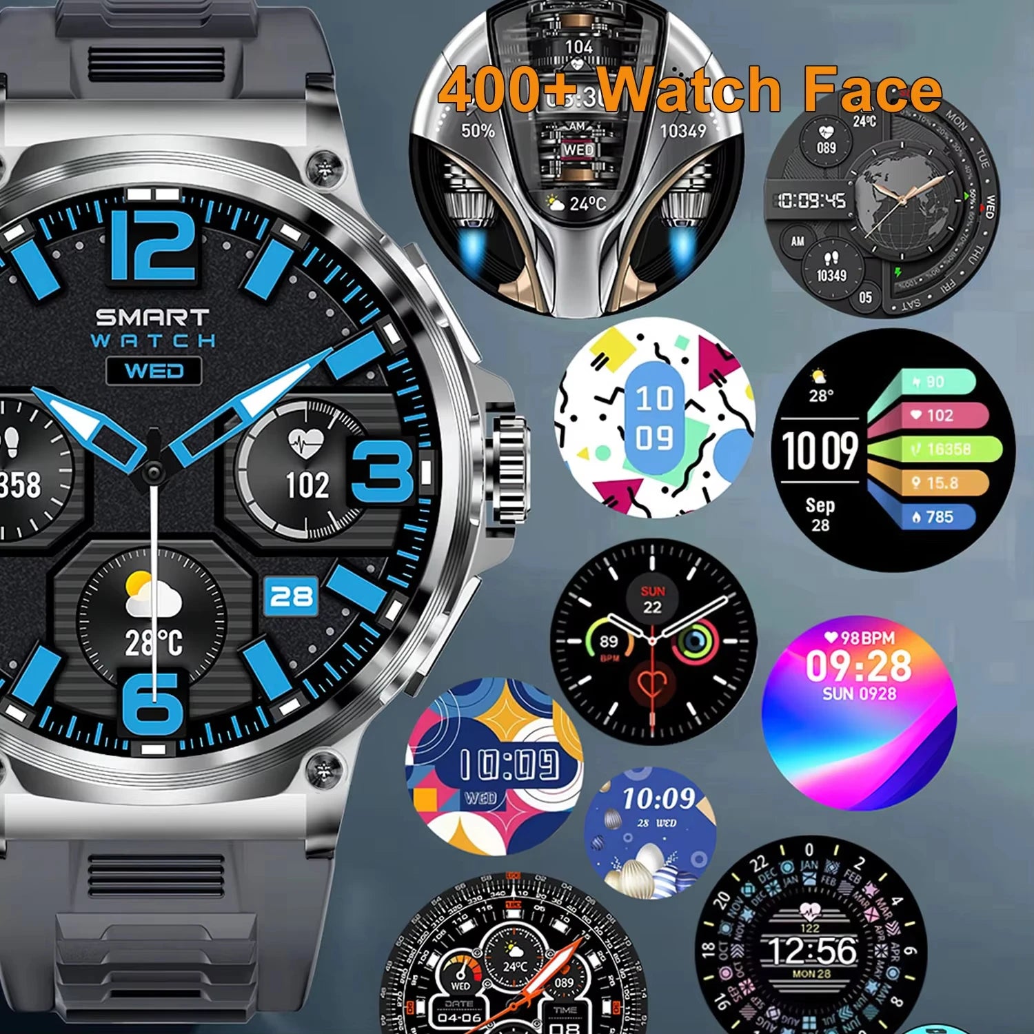 2026 New 1.85 inch Men Smart Watch Outdoors Sports 700mah Large Battery IP68 Waterproof LED Fitness Tracker Smartwatch Man Gifts
