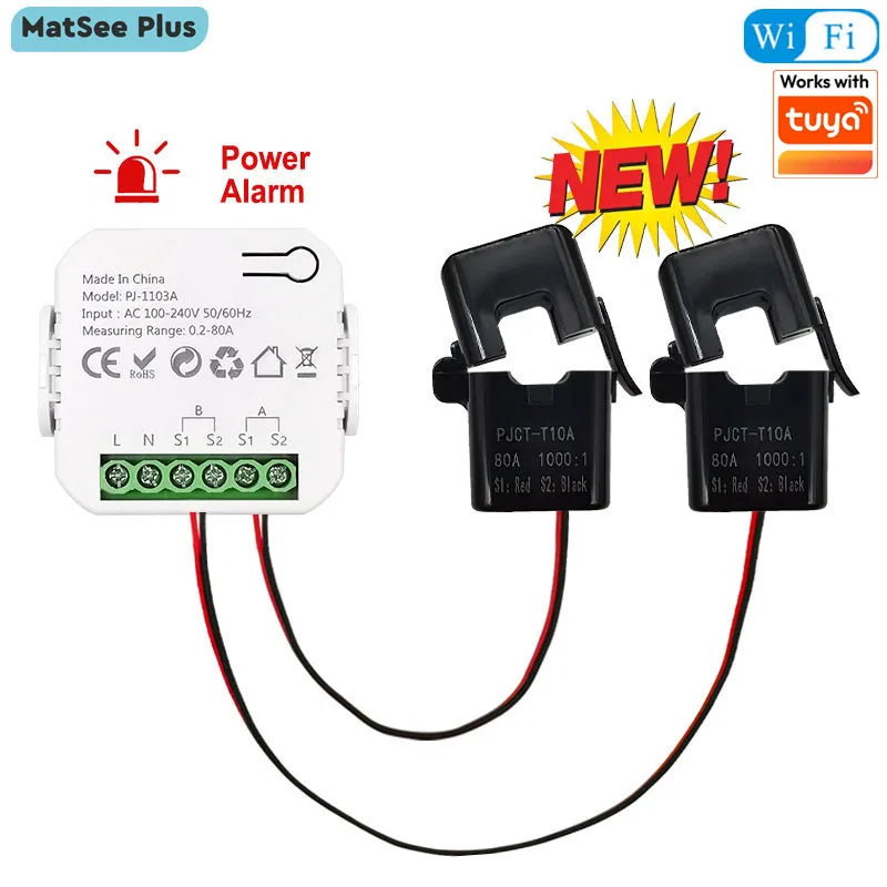 Smart WiFi Energy Meter — Single Phase, Bidirectional, Solar Monitor, Overload Alarm