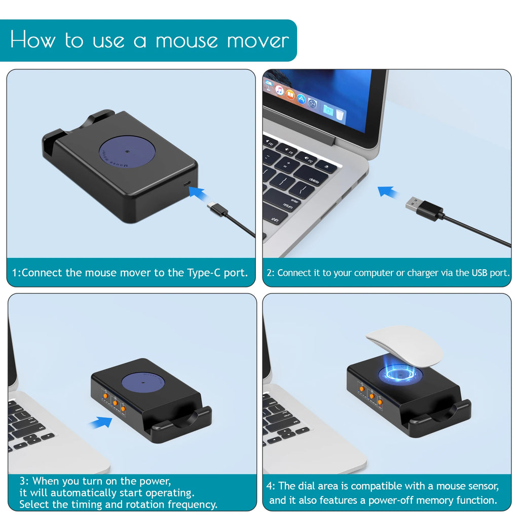 Mouse Mover with Adjustable Interval Timer,Ultra-Silent Motor,Mouse Jiggler Simulates Real Mouse Movement Keeping Computer Awake