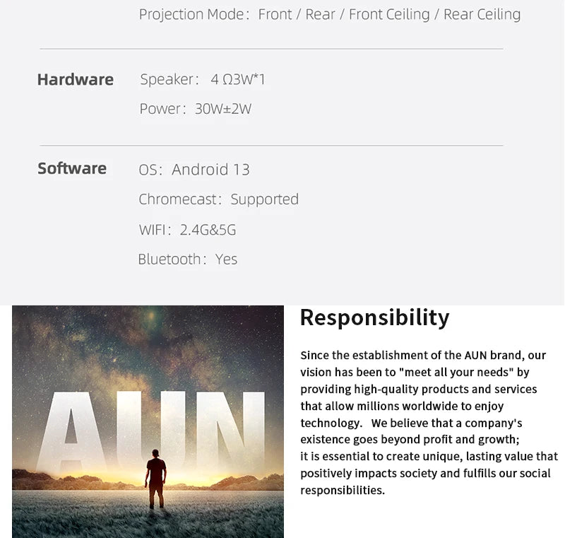 AUN A32 Pro Portable Projector — Android, 4K 1080P, Laser, WiFi, LED, Smart TV for Home & Outdoor