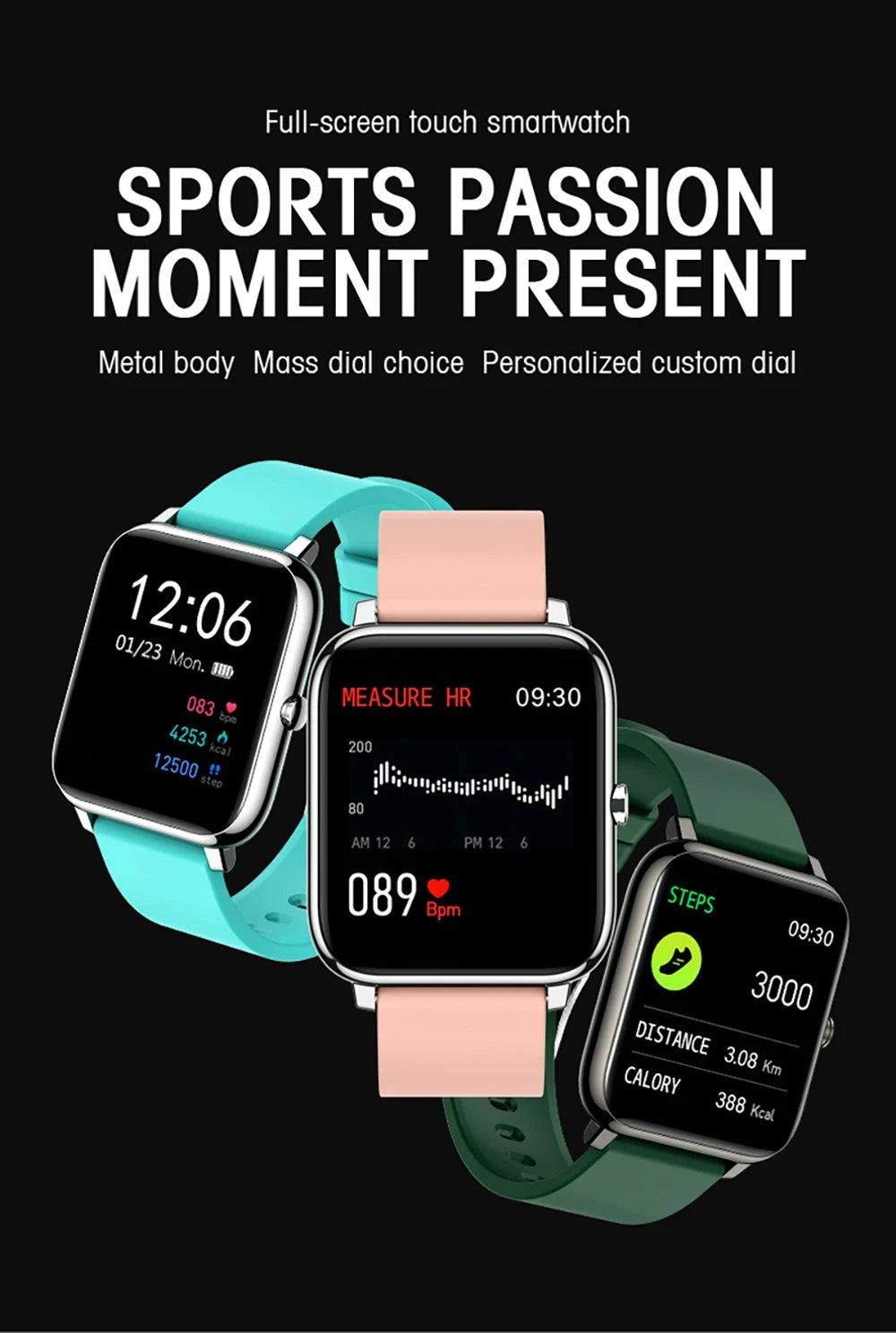 Smart Watches Men Women Sports Clock Fitness Tracker Heart Rate Sleep Monitor Music Waterproof Smartwatch Gift For iOS Android