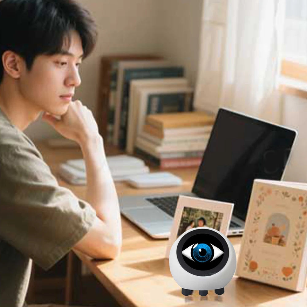 Smart Desktop Robot No Touch Screen LCD Display Mini Robot Tabletop Ornaments Smart Assistant Robot for Home Office((No Battery)