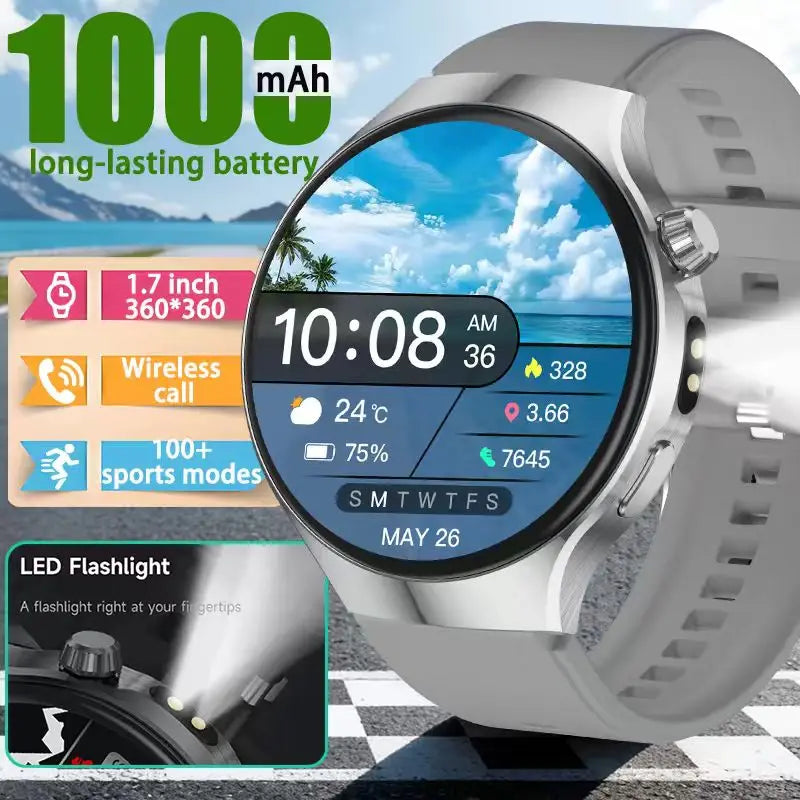 The new 2026 smartwatch is designed with a 1.7-inch high-definition screen, specifically designed for outdoor sports shooting
