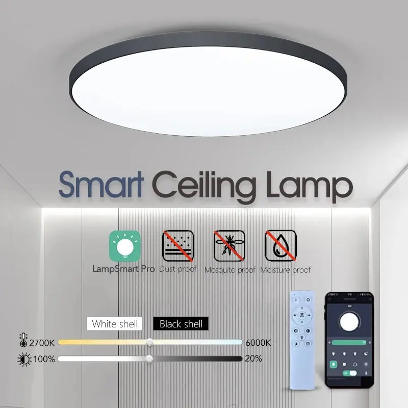 Smart LED Ceiling Lamp — Dimmable, APP & Remote Control, 36W/50W
