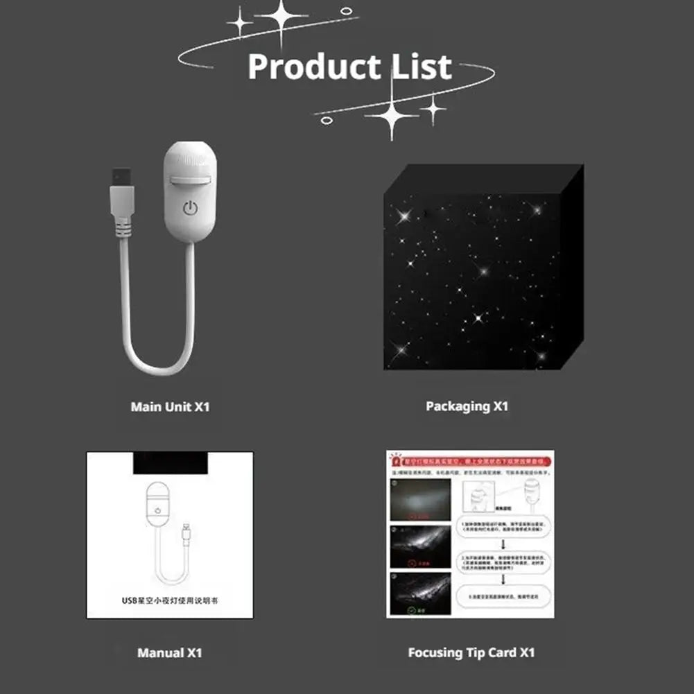 Mini 2-in-1 Galaxy Star Projection Night Light Energy Saving USB LED Starry Sky Lamp Romantic Mood Lighting Home Bedroom Decor