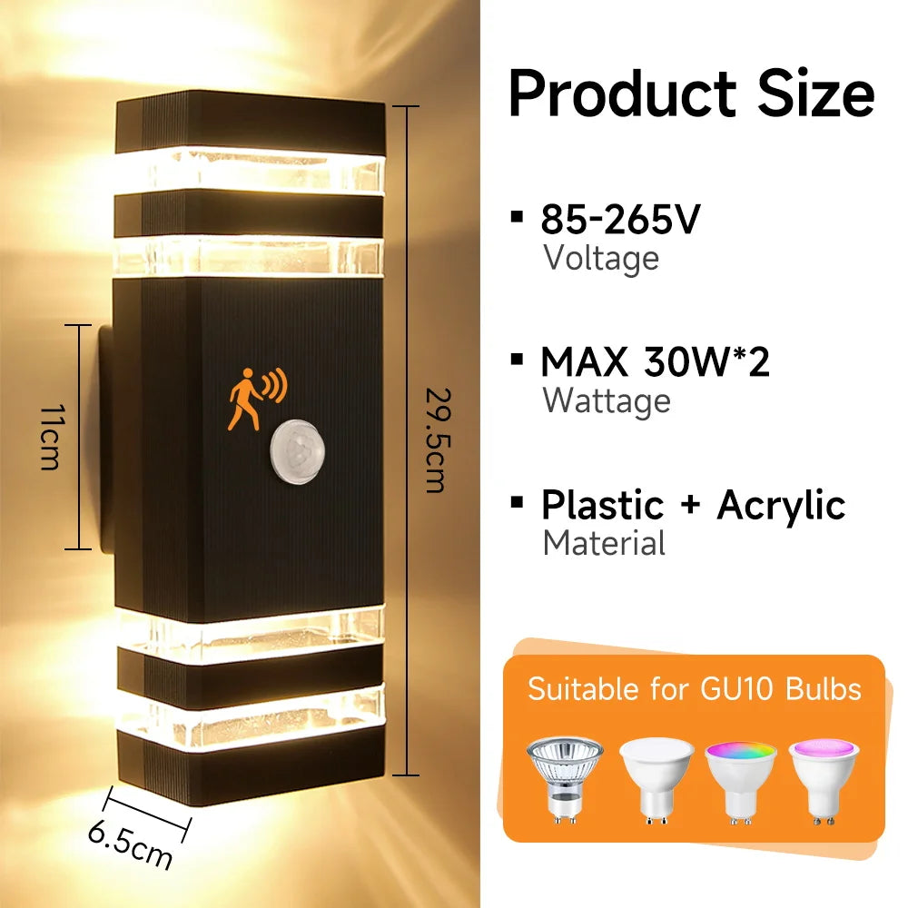 Smart Motion Sensing Outdoor Wall Light — Waterproof LED, 110V-220V for Porch & Garden