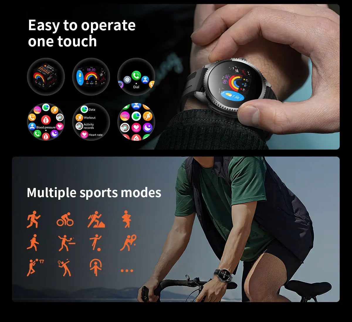 Smart Watch for Men 1.75-Inch AMOLED Luxury Business Sports Fitness Watch IP67 Water Resistant 620mAh Standby Multi-Sport Mode