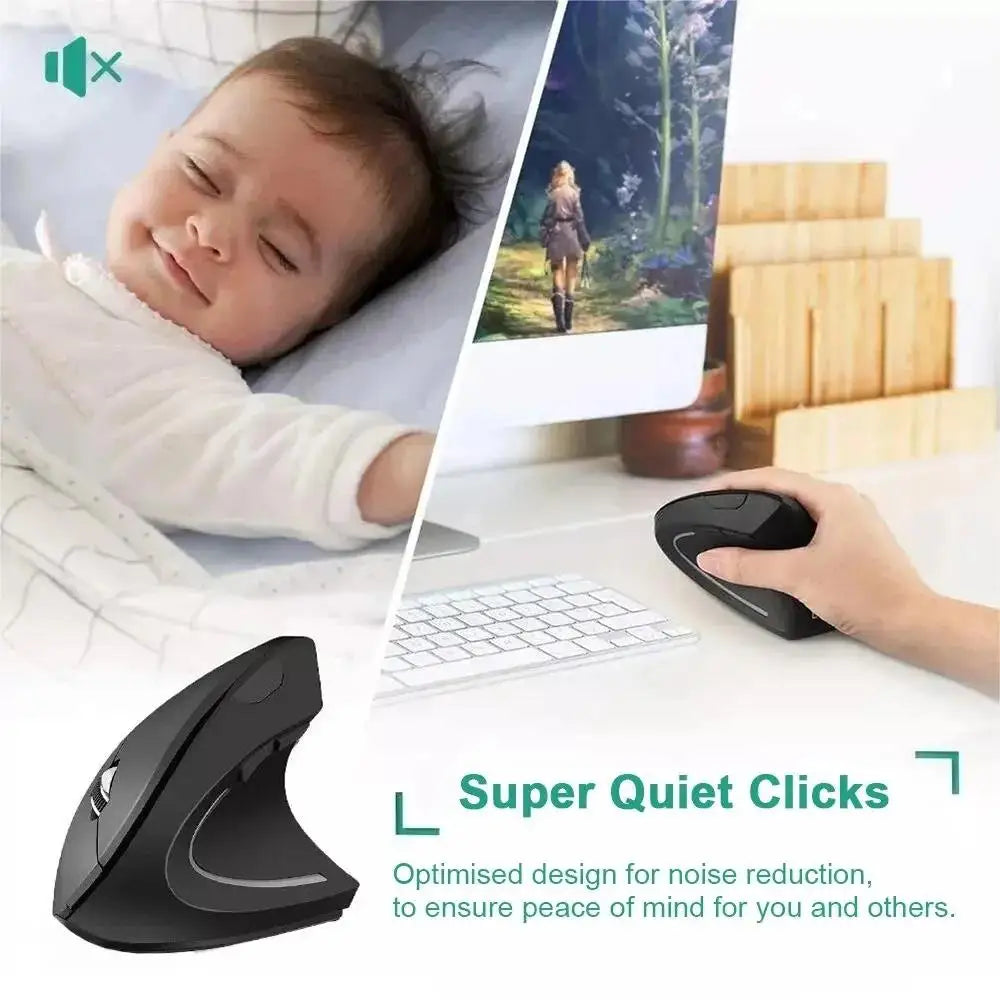 Wireless Bluetooth Vertical Mouse 800 1200 1600 DPI 6 Button Personalised Side Grip Ergonomic 2.4G Mute Gaming PC Computer Mouse