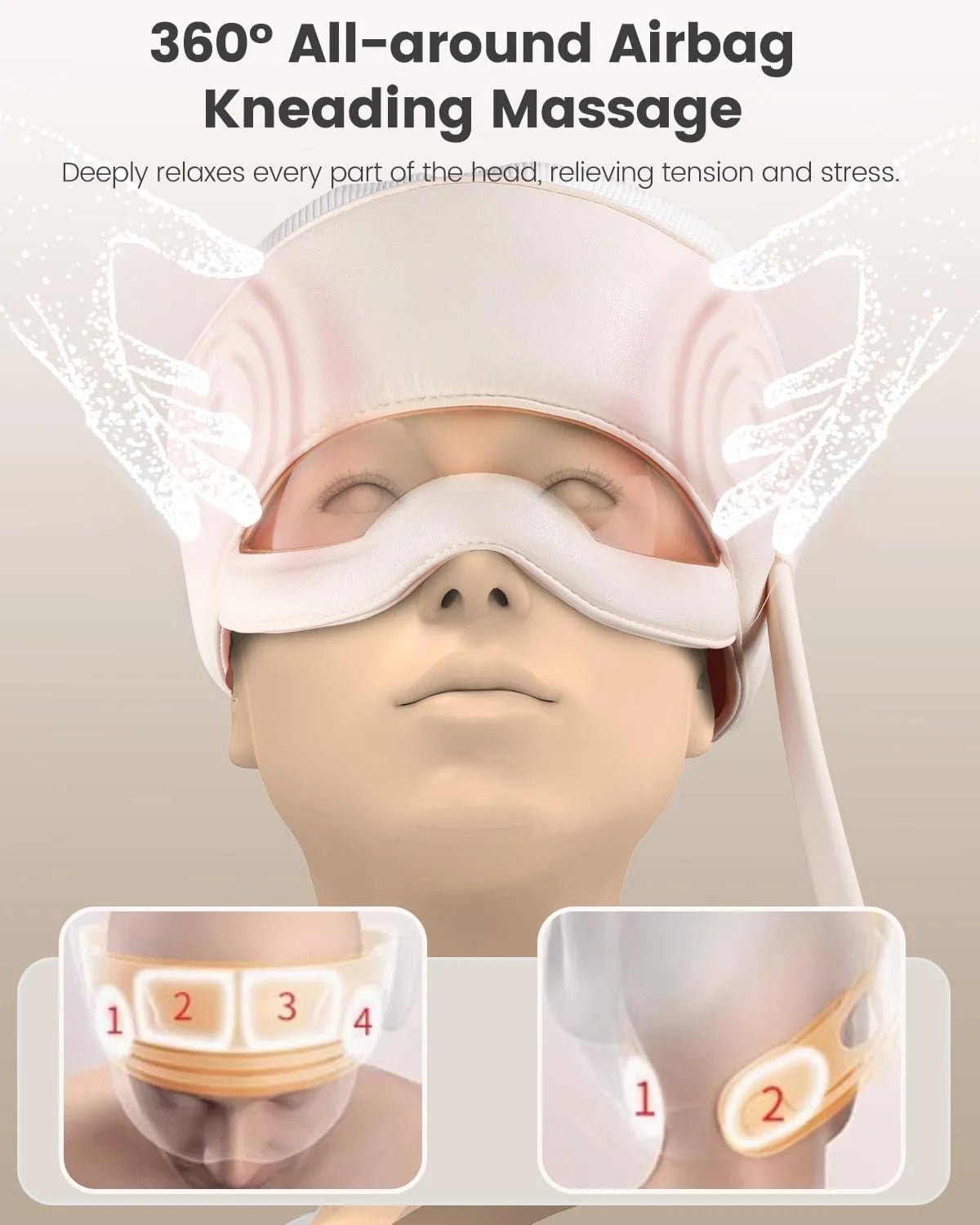 Head Massager for Headaches, Eye Massager with Heat, Rechargeable Head and Eye Massage for Stress Relief, Fatigue, Ideal for Res