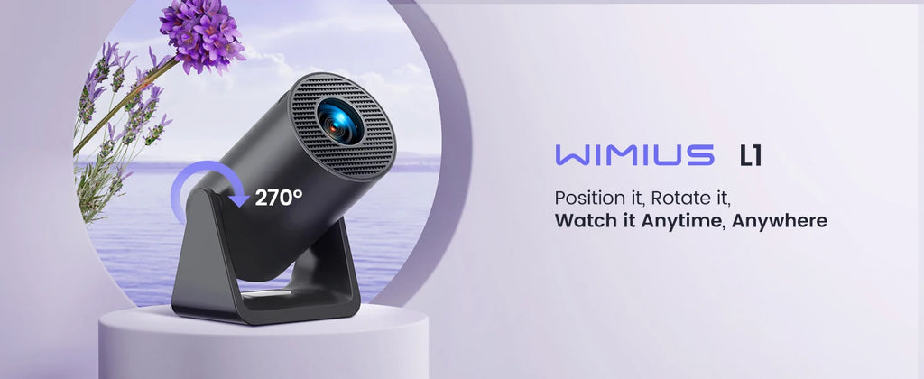 Wimius L1 Mini Projector 1080P Support 300 ANSI Android 11 Wifi Bluetooth Projector Auto Keystone Home Projector Portable
