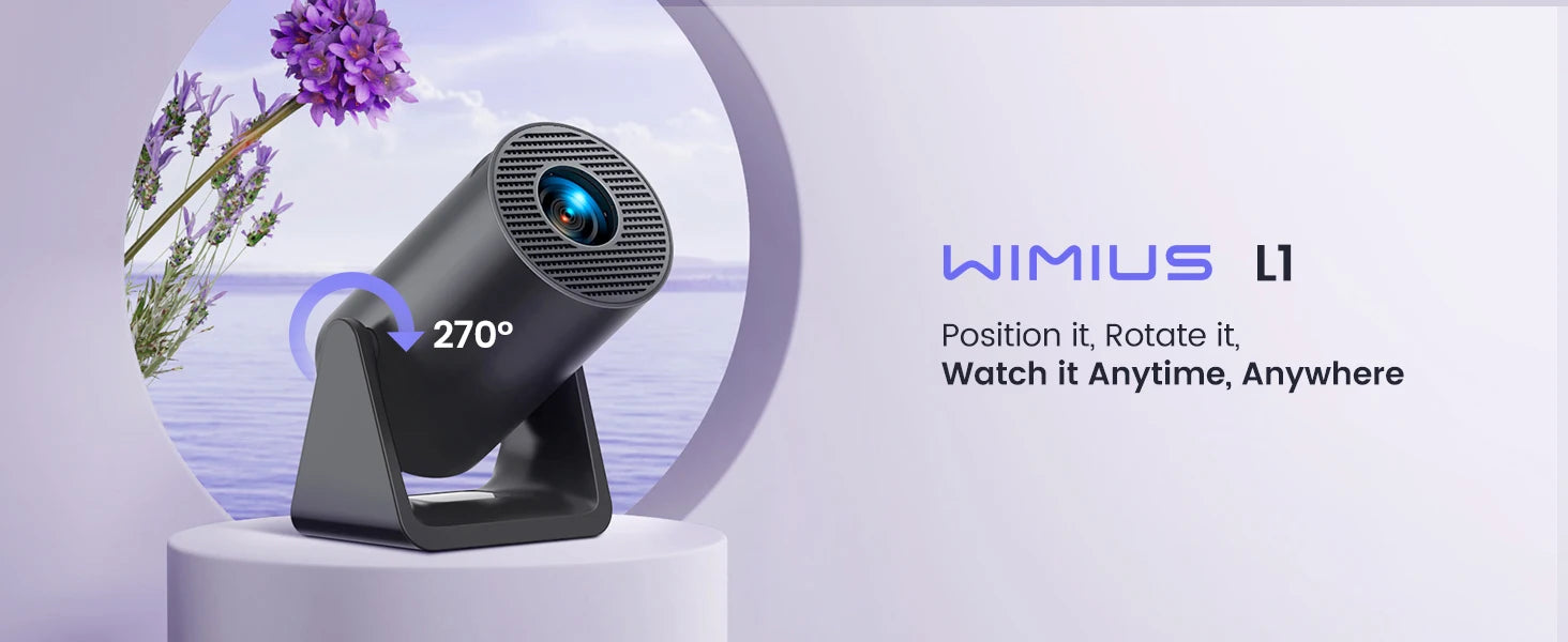 Wimius L1 Mini Projector 1080P Support 300 ANSI Android 11 Wifi Bluetooth Projector Auto Keystone Home Projector Portable