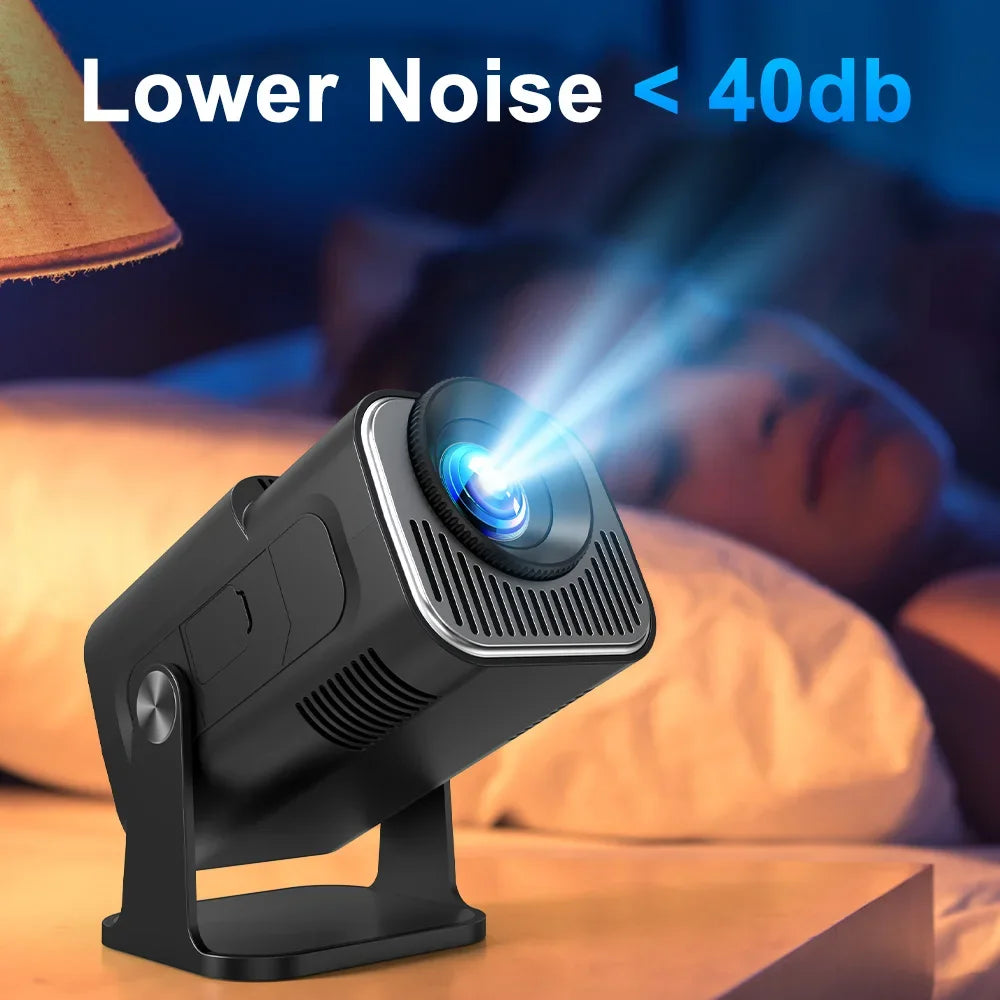 HY320 Mini Newly Native 720P Android 12 4K Projector 300ANSI Wifi6 BT5.0 Cinema Outdoor Portable 180° Rotable Projector