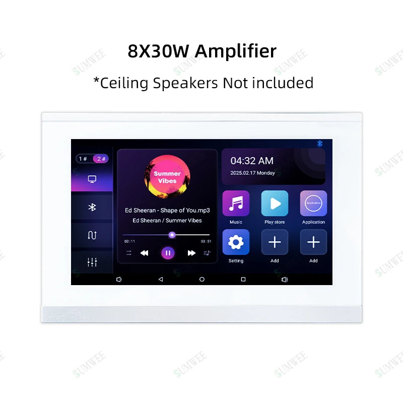 Smart Audio System Home Theater Sound in Wall power Amplifier Android WiFi Bluetooths system with 5 inch Stereo Ceiling Speakers