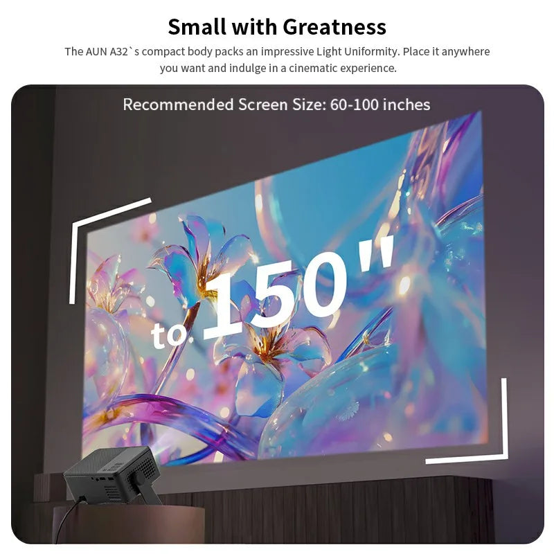AUN A32 Pro Portable Projector — Android, 4K 1080P, Laser, WiFi, LED, Smart TV for Home & Outdoor