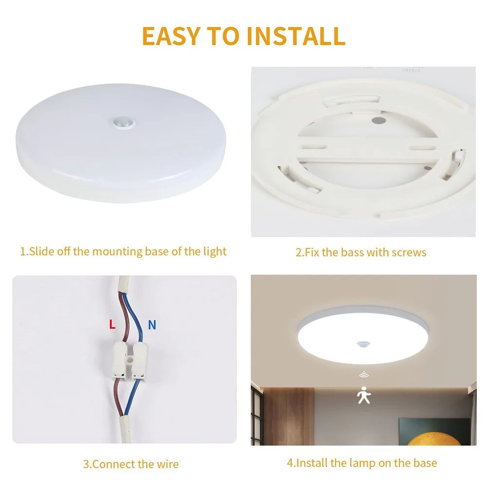 Smart Home Light PIR Motion Sensor lighting 30W 20W AC 230V 220V 240V LED Ceiling bulb Ceiling Lamp For Room Hallways Corridor