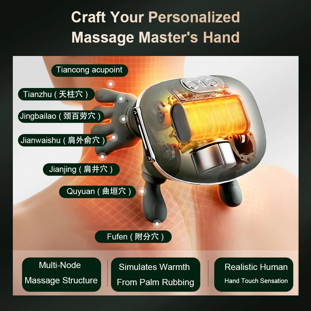 Neck Shoulder Massager Finger Pressure Shiatsu Neck Back and Shoulder Massager Electric Kneading Neck Deep Massage Muscle Relax