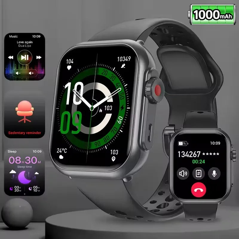 New Smart Watch Men Women 1.85-Inch HD AMOLED Full Touch Screen IP68 Waterproof Bluetooth Call SmartWatch Men For Android IOS