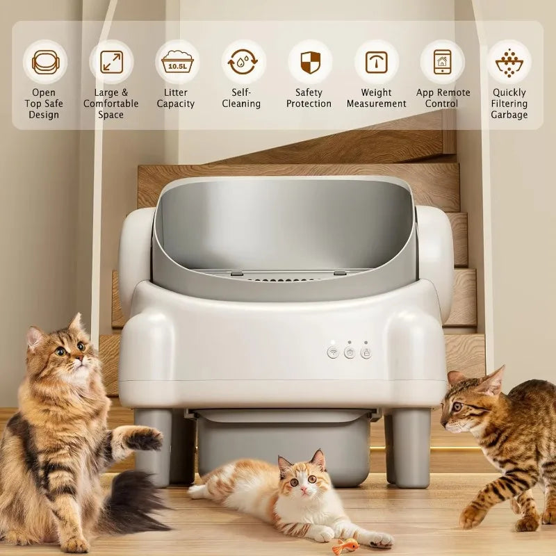 Smart Cat Litter Box, Automatic Self-Cleaning Litter Box With APP Remote Control And Health Monitor, Pet Toilet Products