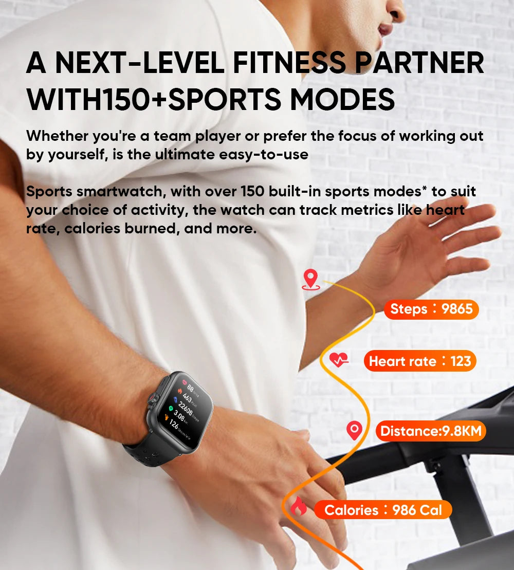 New Smart Watch Men Women 1.85-Inch HD AMOLED Full Touch Screen IP68 Waterproof Bluetooth Call SmartWatch Men For Android IOS