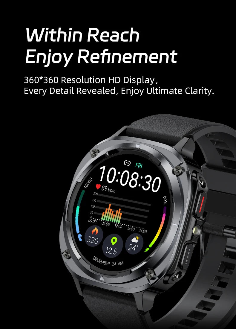 Smart Watch, Bluetooth Calling, Message Reminder, Stainless Steel Strap, Flashlight Function, Compatible with IPhone/Android