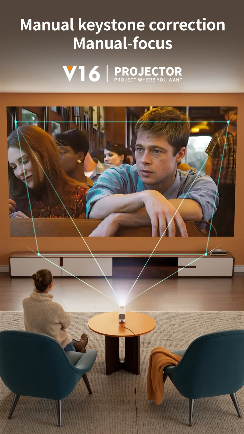 2026 New Mini Projector Smart Home Theater Wifi6 BT 5.0 Android 11 4k Ultra HD 180 Rotation Mobile Projection Game Projection