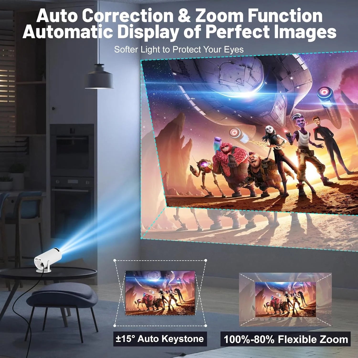 XFY Mini HY300 Projector with 5G WIFI and Bluetooth 4K 1080P Support Portable Projector 180° Rotatable Auto Keystone Projector