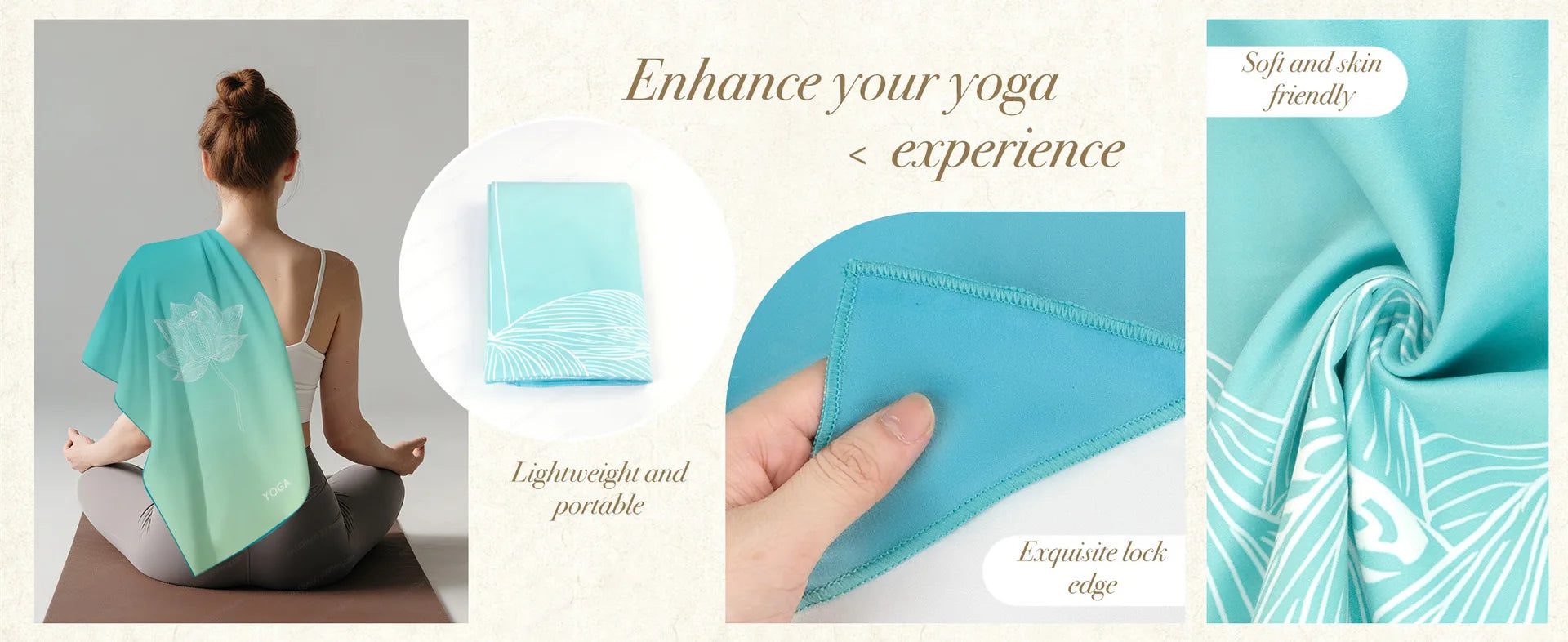 Yoga Mat Towel with Foot Loops, Non-Slip & Odor Barrier, Large Size Quick Dry Cover for Yoga Mat