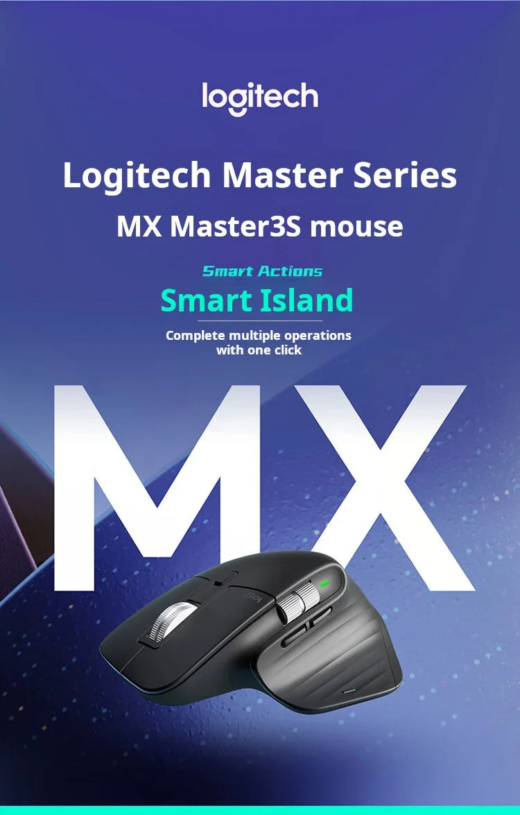 Logitech MX Master 3S Wireless Bluetooth Mouse, Master Series - Ergonomic, Silent, High-End Office Mouse in Graphite