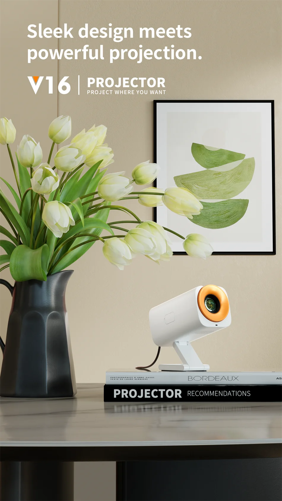 2026 New Mini Projector Smart Home Theater Wifi6 BT 5.0 Android 11 4k Ultra HD 180 Rotation Mobile Projection Game Projection