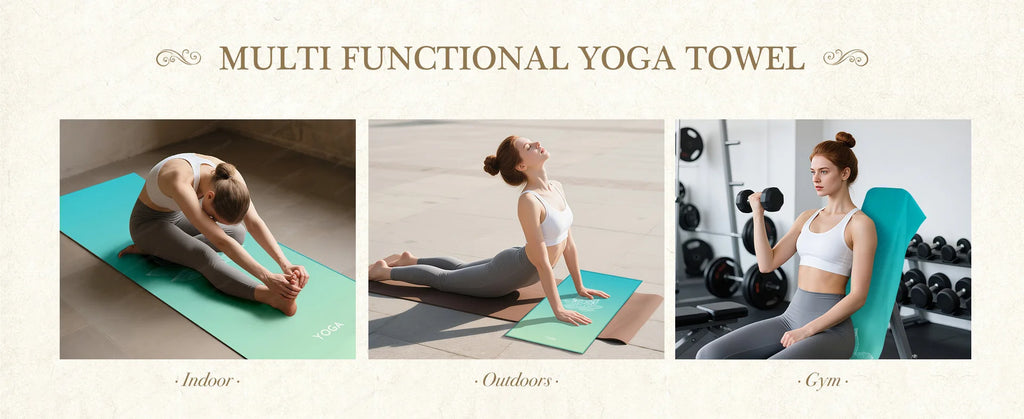 Yoga Mat Towel with Foot Loops, Non-Slip & Odor Barrier, Large Size Quick Dry Cover for Yoga Mat