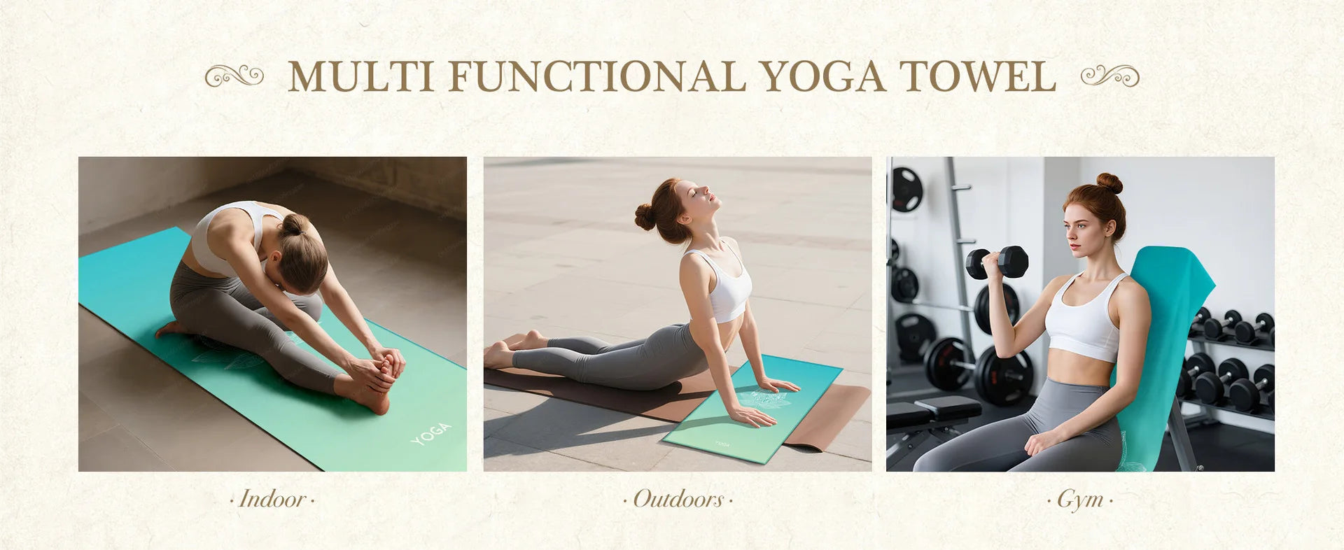 Yoga Mat Towel with Foot Loops, Non-Slip & Odor Barrier, Large Size Quick Dry Cover for Yoga Mat