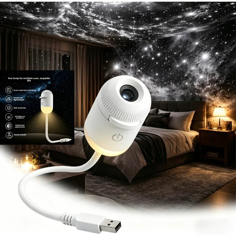 24pcs Mini Projector Night Light for Bedroom Sleep Eye-Caring Starry Sky Ambient Light USB Rechargeable Bedside Lamp