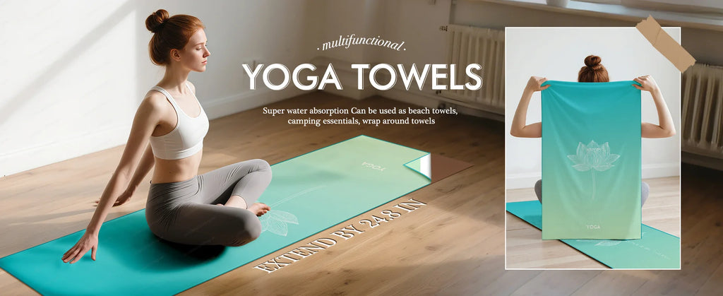 Yoga Mat Towel with Foot Loops, Non-Slip & Odor Barrier, Large Size Quick Dry Cover for Yoga Mat