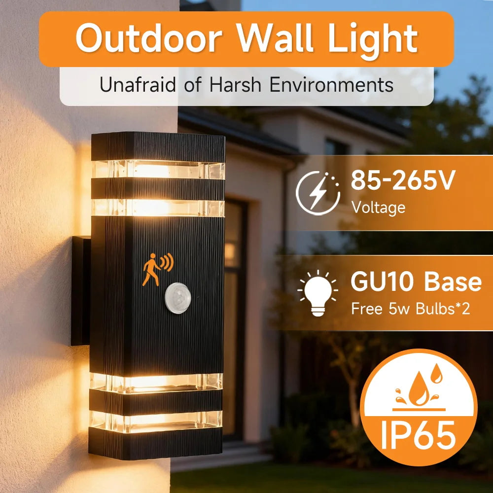 Smart Motion Sensing Outdoor Wall Light — Waterproof LED, 110V-220V for Porch & Garden