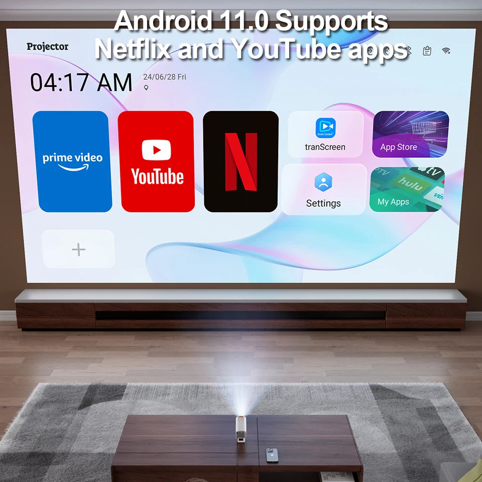 2026 New Mini Projector Smart Home Theater Wifi6 BT 5.0 Android 11 4k Ultra HD 180 Rotation Mobile Projection Game Projection